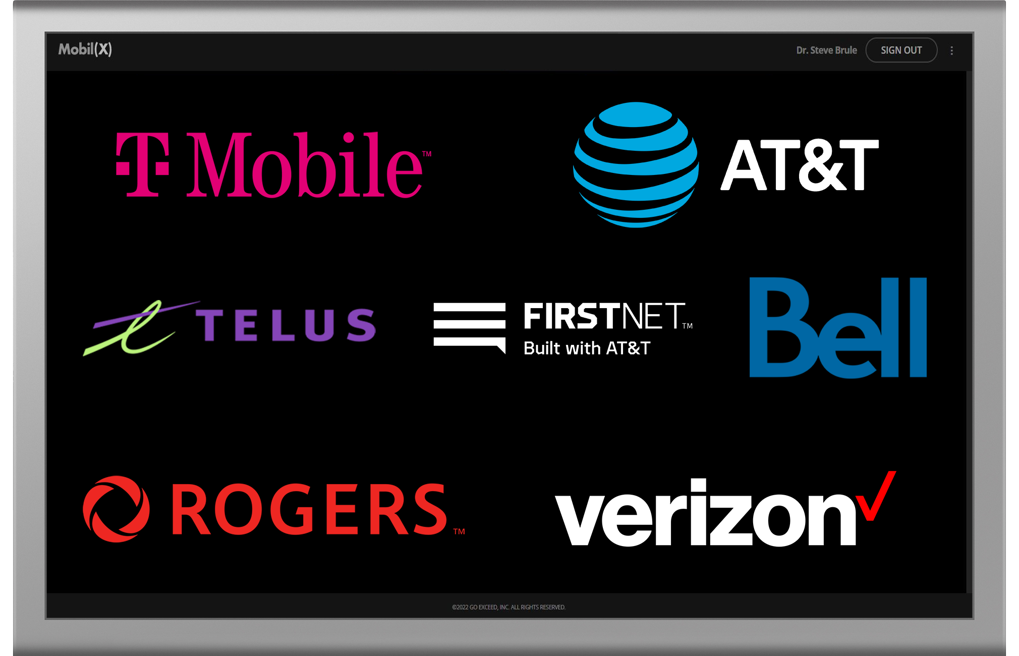 Computer screen w-carrier logos